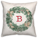 Christmas Wreath Monogram B 18x18 Spun Poly Pillow