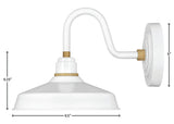 Hinkley Foundry Classic 9.5" Small Gooseneck Barn Light, Gloss White + Brass