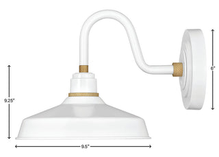 Hinkley Foundry Classic 9.5" Small Gooseneck Barn Light, Gloss White + Brass