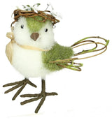 6.25" Green White and Brown Decorative Standing Spring Bird Table Top Figure