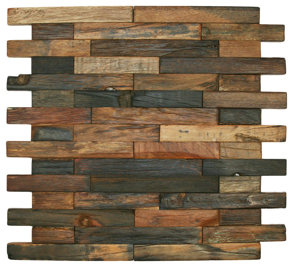 Reclaimed Boat Wood Tile, Interlocking Bricks Sample