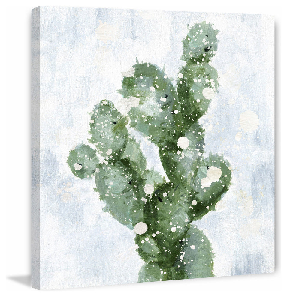 "Cactus with Snow" Painting Print on Wrapped Canvas, 24"x24"