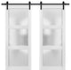 Sturdy Double Barn Door 64x80 Glass Lites | Lucia 2552 Matte White | 13FT Rail