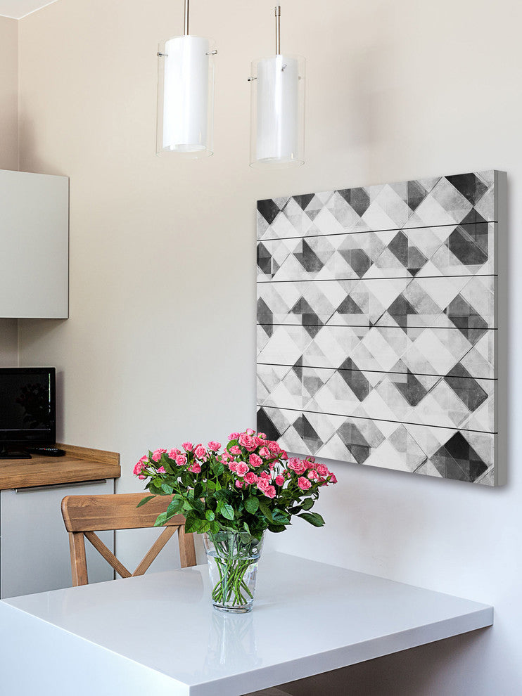 "Restricted Compilation" Painting Print on White Wood