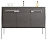 Oakville Bath Vanity, Ceramic Sink, Black Coal Oak, 48 Inch, Chrome Hardware