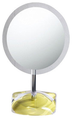 Magnifying Mirror With Round Avocado Green Colored Base