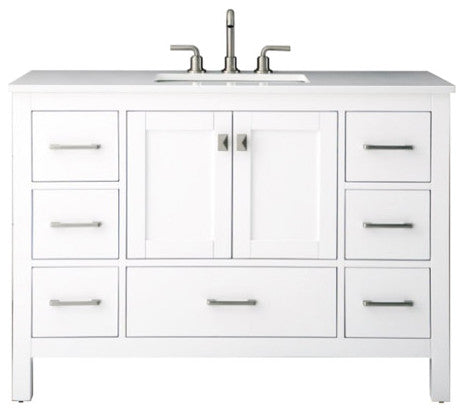 Vanea 48" Bathroom Vanity With White Quartz Top, White