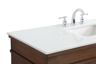 48" Single Bathroom Vanity, Walnut With Ivory White Engineered Marble