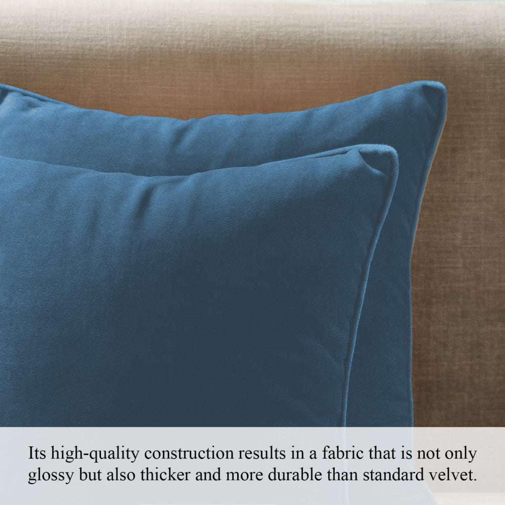 A1HC Soft Velvet Throw Pillow Covers Only, Set of 2, Teal, 20"x20"