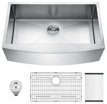 33" x 22" Stainless Steel Farmhouse Apron Kitchen Sink with Accessories
