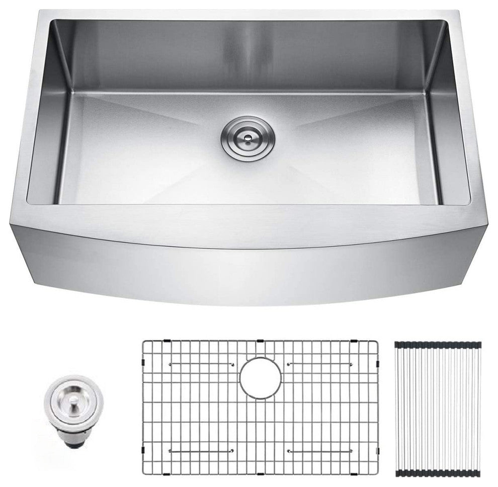 33" x 22" Stainless Steel Farmhouse Apron Kitchen Sink with Accessories