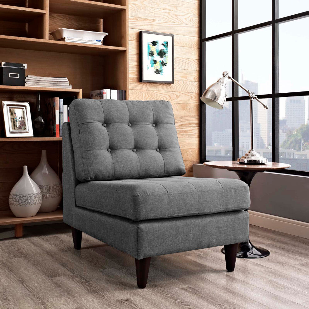 Empress Upholstered Fabric Lounge Chair, Gray