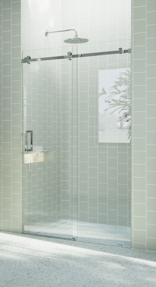 44-48"x78" Frameless Sliding Shower Door With Square Hardware, Polished Chrome