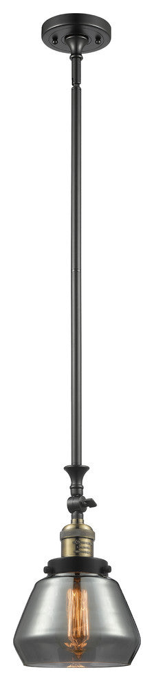 Fulton 1-Light LED Mini Pendant, Black Antique Brass, Glass: Plated Smoked