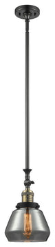Fulton 1-Light LED Mini Pendant, Black Antique Brass, Glass: Plated Smoked