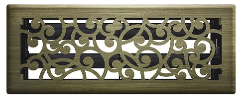 Wonderland Floor Register, Vintage Brass, 4x12