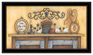 Come Gather at Our Table 1 Black Framed Print Wall Art