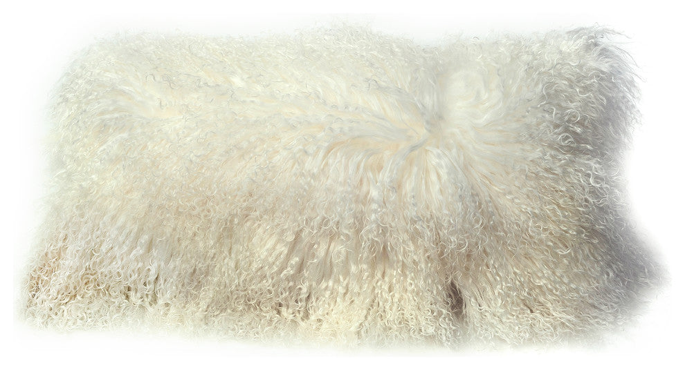 Tibetan Lambskin 11"x22" Cushion, Ivory