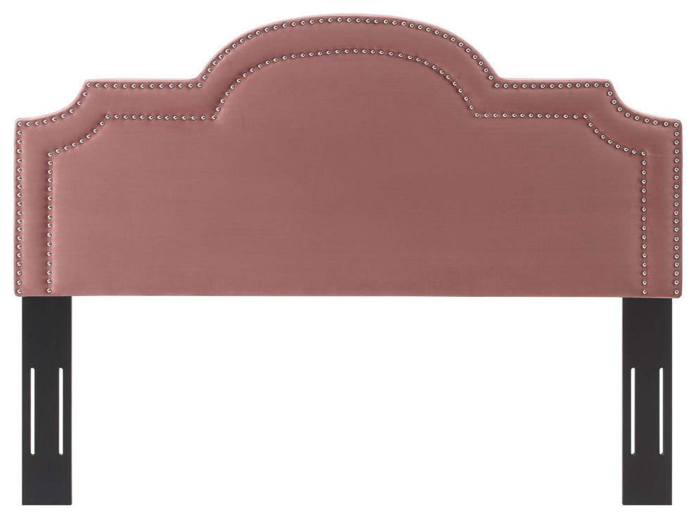 Headboard, Nailhead, Full Queen Size, Pink, Velvet, Modern, Mid Century Guest