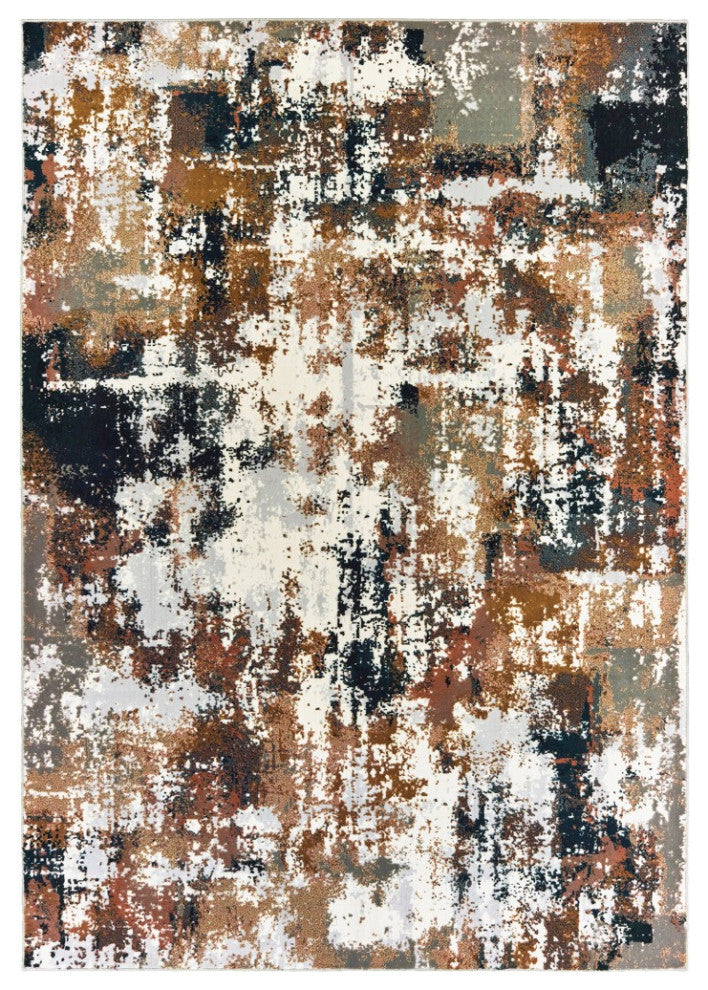 9' X 12' Ivory Gray Abstract Sectors Indoor Area Rug