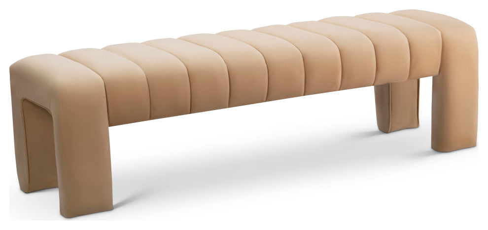Andaz Velvet Upholstered Bench, Camel
