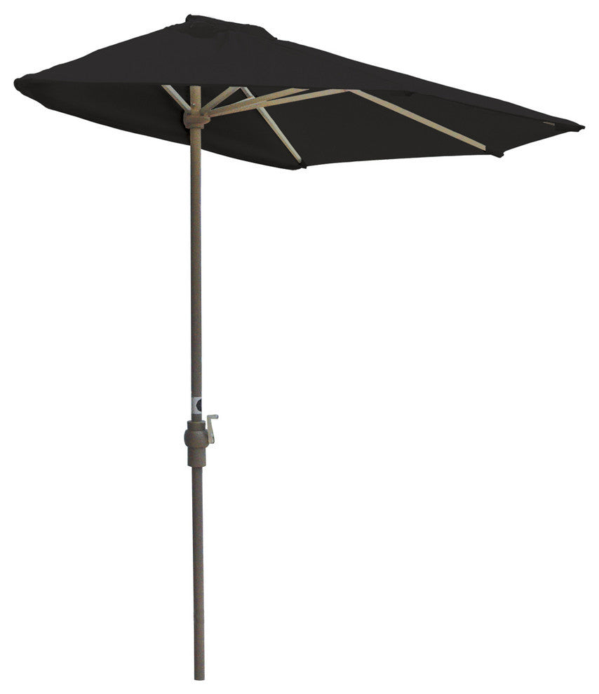 off-The-Wall Brella Half Umbrella, Black, 9', Sunbrella Fabric