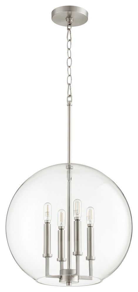 Quorum 873-4-65 Four Light Pendant, Satin Nickel Finish