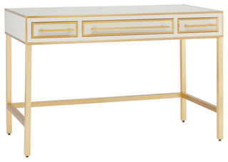 Another white-background front view of the three-drawer vanity.