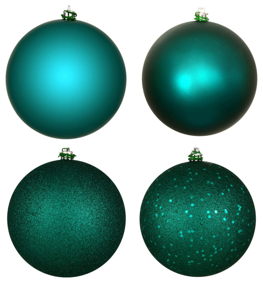 3" Dark Teal 4 Finish Ornament Assorted 16-Pack