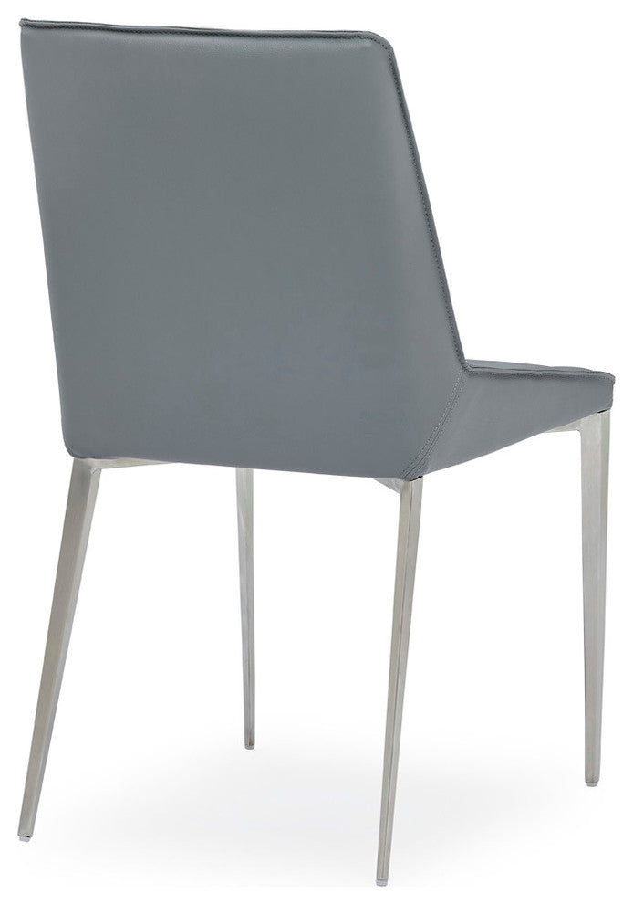 Fiora Gray Leatherette Dining Chair with Brushed Stainless Steel Legs