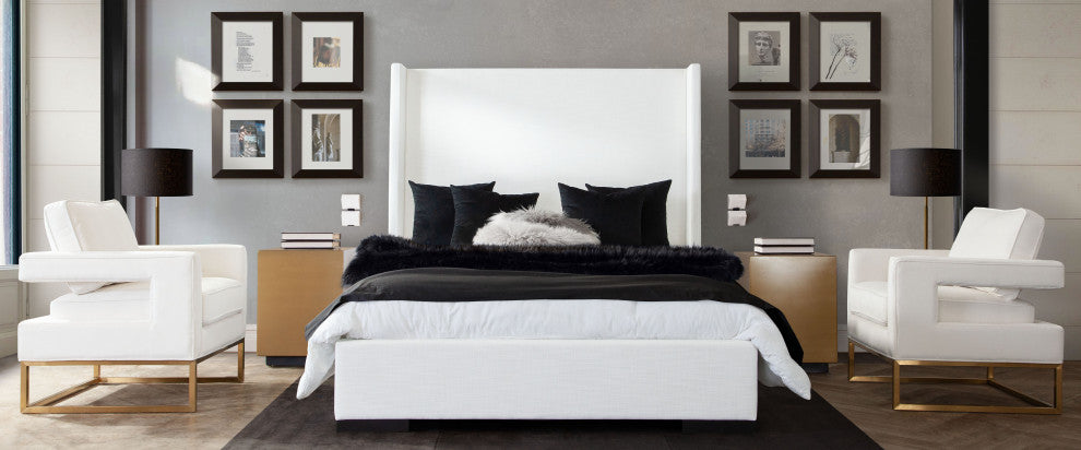 Seattle Queen Bed in White Linen by Diamond Sofa