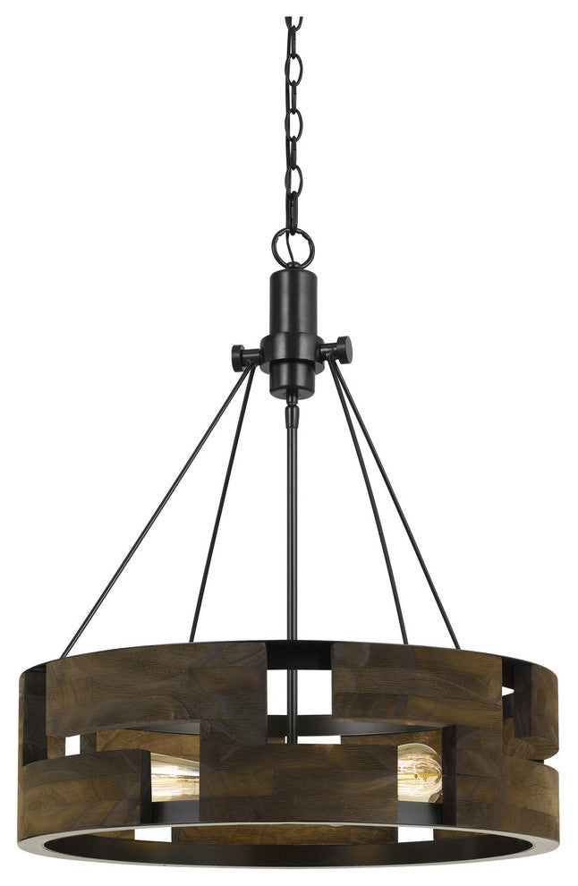 60W Bradford Metal, Wood Chandelier