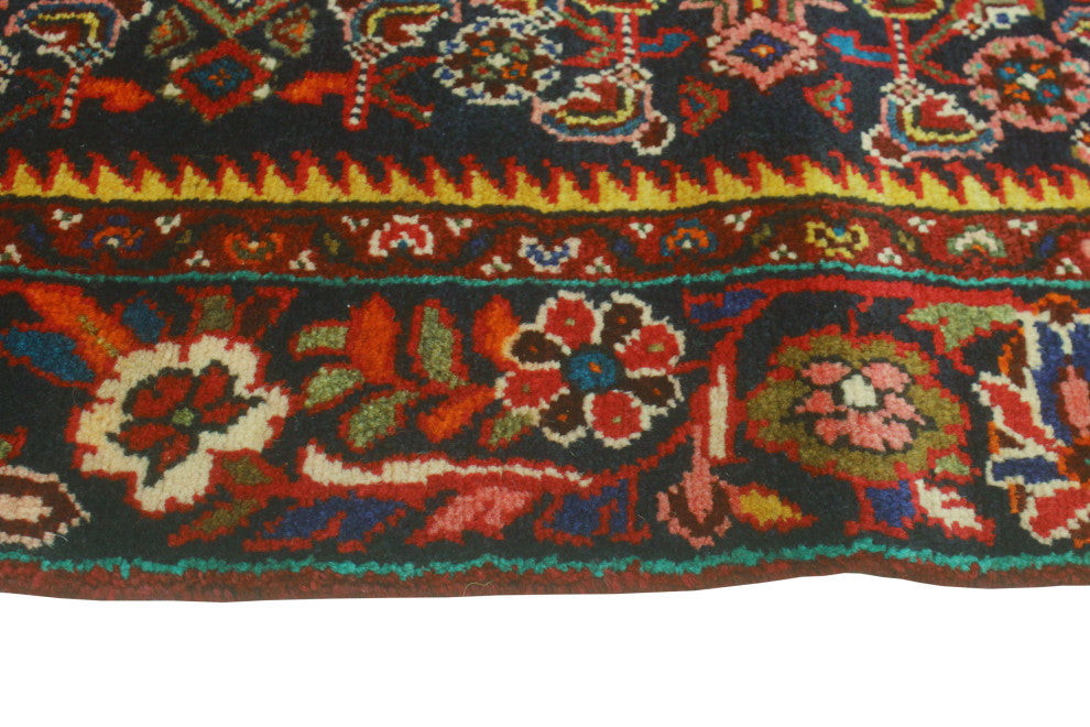 Fine Vintage Distressed Fadel Navy/Red Runner, 3'4 x 9'7