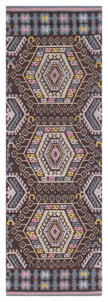 Surya Sajal SAJ-1065 8'x10' Rug, Brown/Mint/Pale Blue/Denim/Yellow/Pale Pink