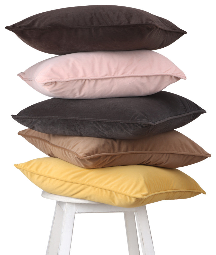 A1HC Soft Velvet Throw Pillow Covers Only, Set of 2, Pink, 24"x24"