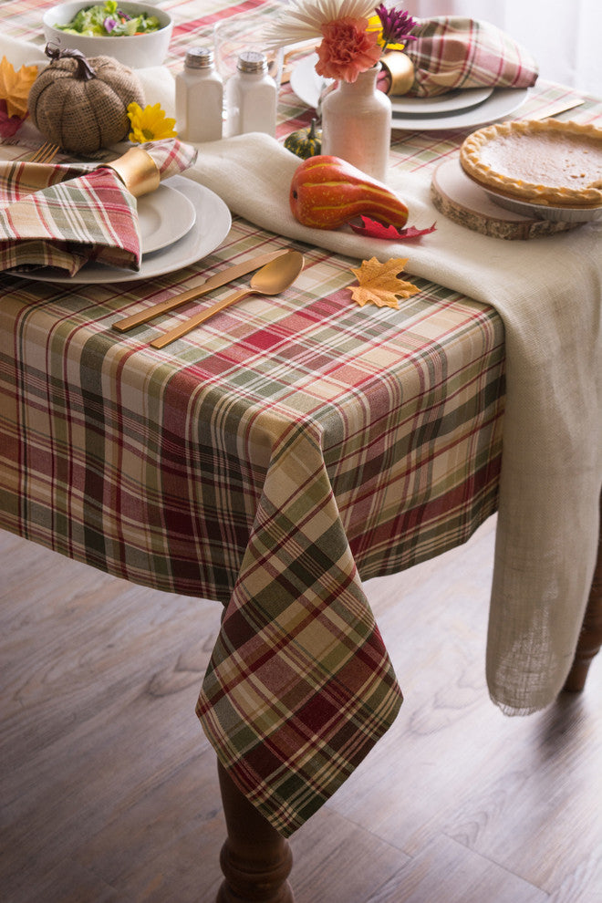 DII Give Thanks Plaid Tablecloth 60"x104"