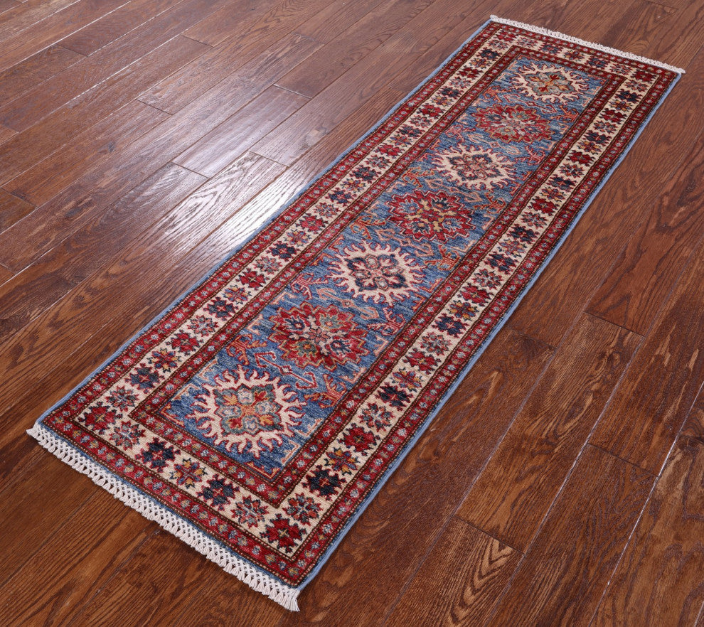 1' 10" X 5' 8" Super Kazak Hand-Knotted Wool Runner Rug Q10304