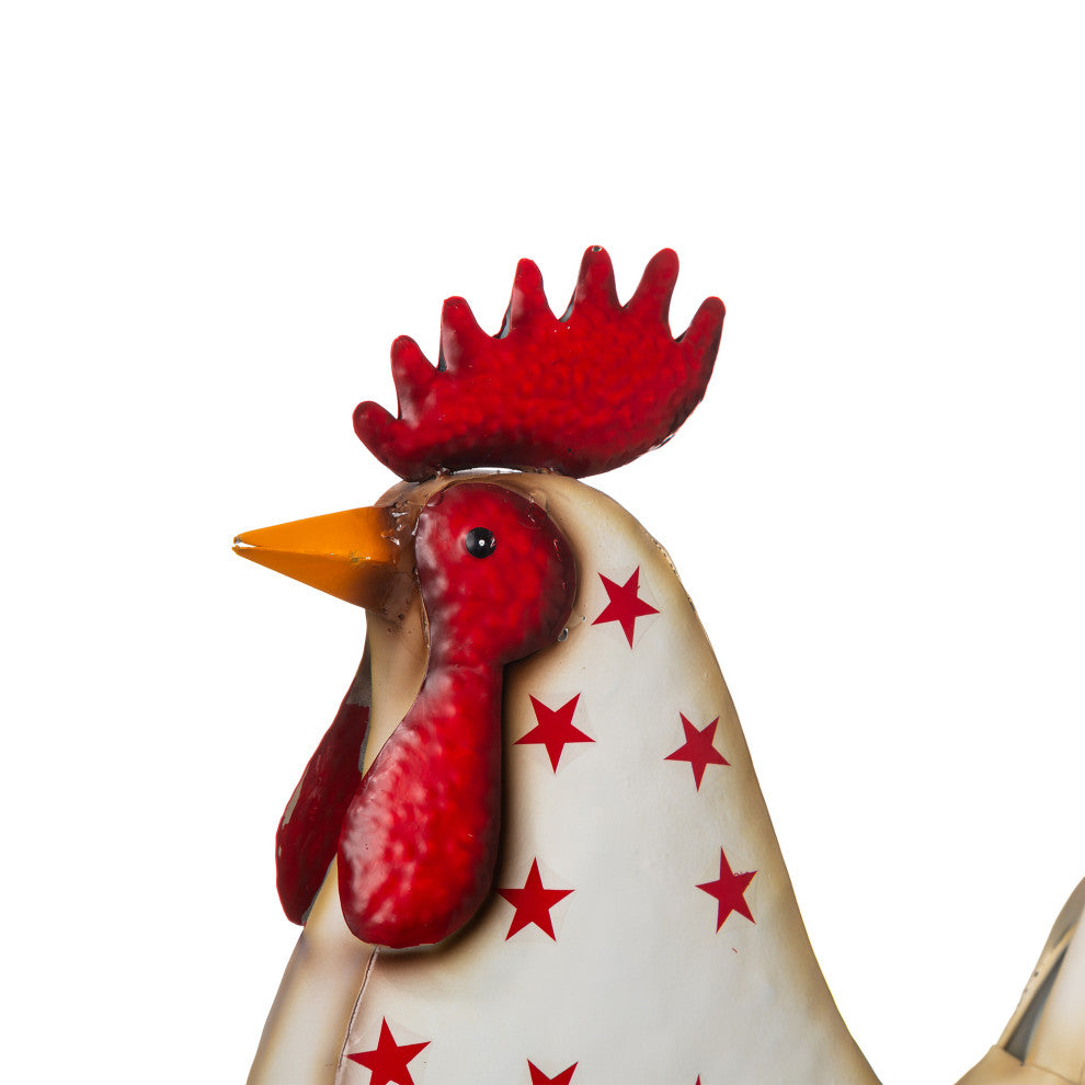 21"H Metal Patriotic Rooster Porch Decor