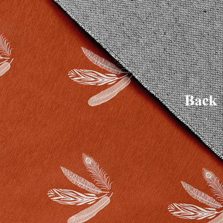 Feather Pattern Fall Design Chenille Area Rug, Orange, 4'x6'