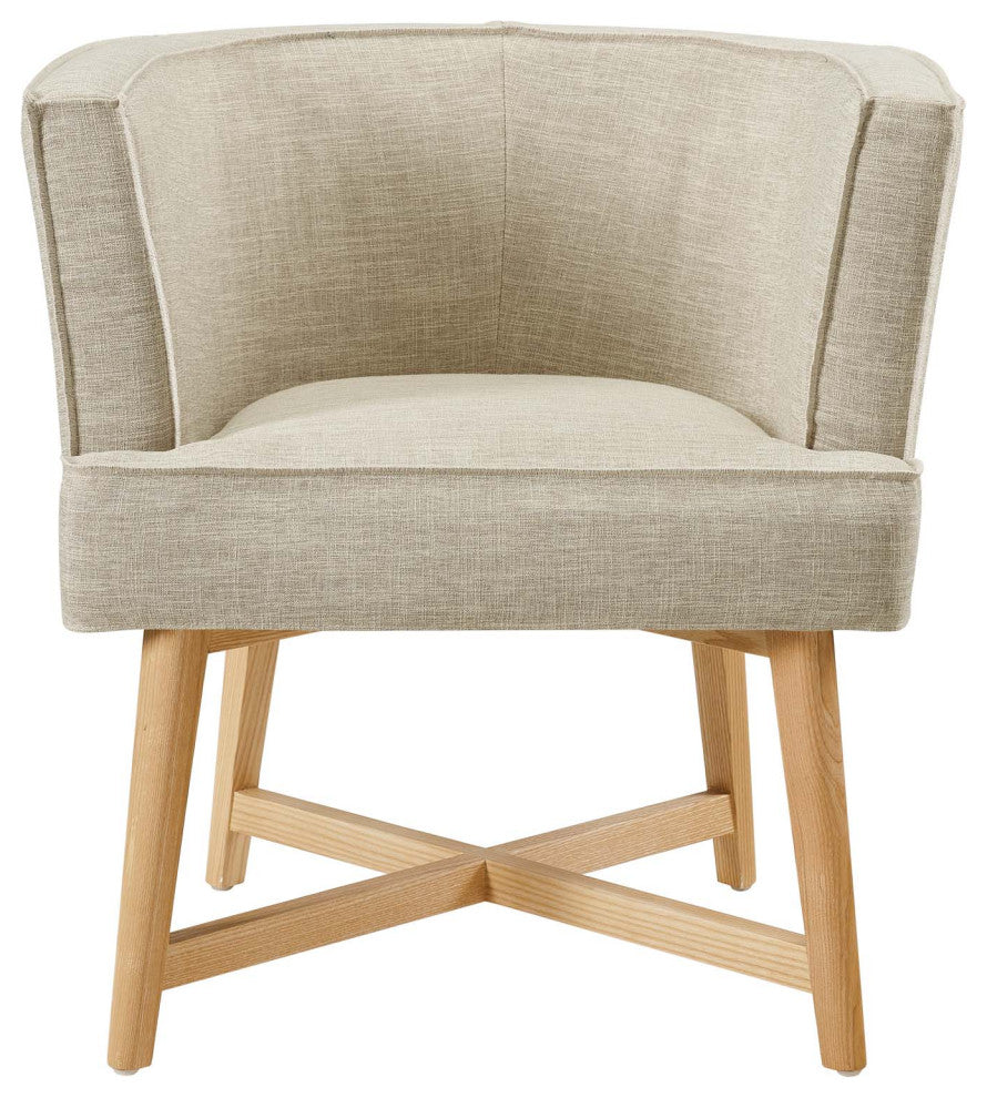Accent Chair, Fabric, Wood, Beige, Modern, Living Lounge Hotel Lobby Hospitality