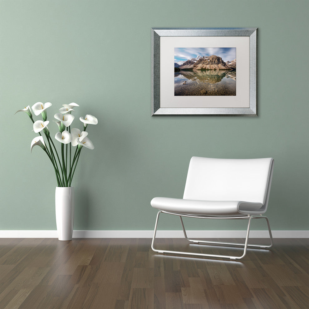 Pierre Leclerc 'Mount Crowfoot Reflection' Matted Art, Silver Frame, 14x11