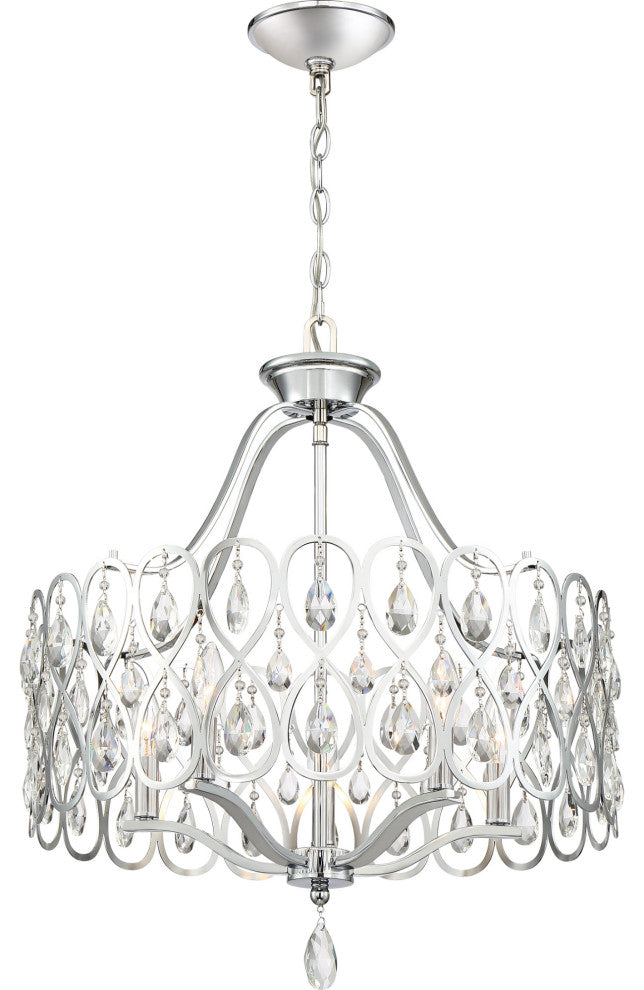 Quoizel LUL5022 Lulu 5 Light 22"W Crystal Drum Chandelier - Polished Chrome