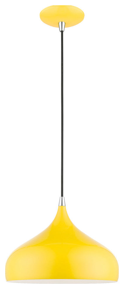 Amador 1 Light Shiny Yellow With Polished Chrome Accents Pendant