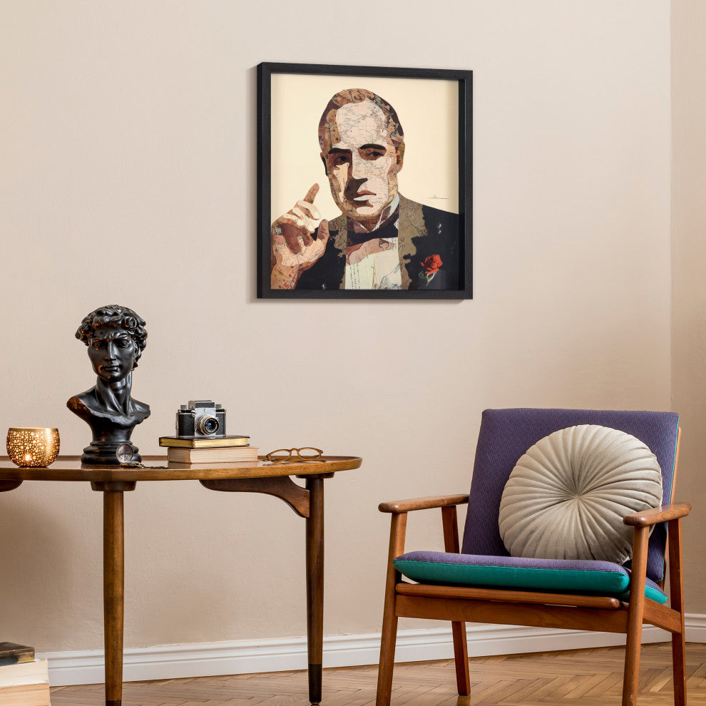 Godfather Handmade Collage Framed Wall Art Under Glass Signed by Alex Zeng