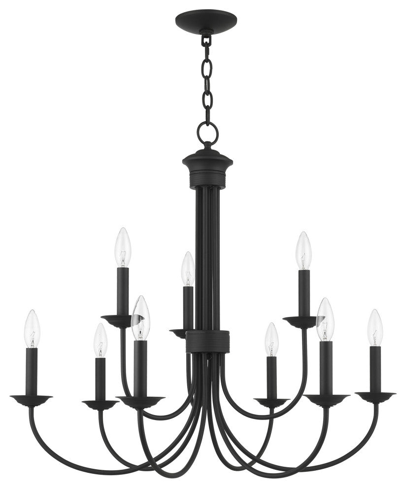 Livex Lighting Estate 9 Light Black 2-Tier Chandelier