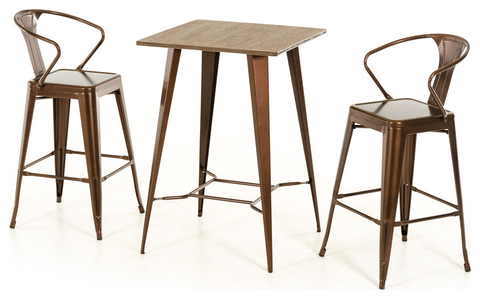 41" Copper And Wood Bar Table