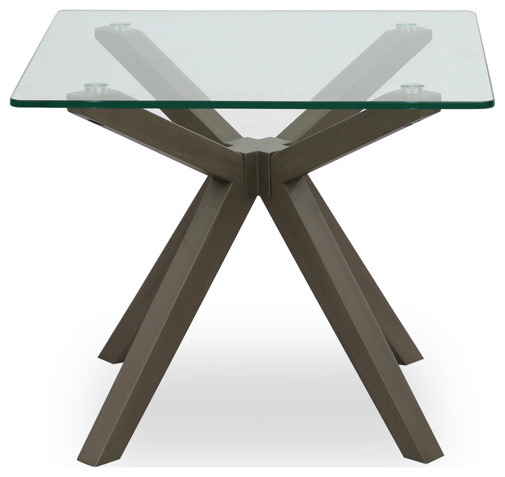 Mid-Century Modern Glass End Table, Gray