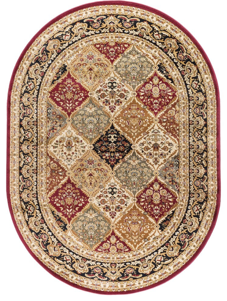 Princeton Traditional Oriental Red Oval Area Rug, 5'x7' Oval