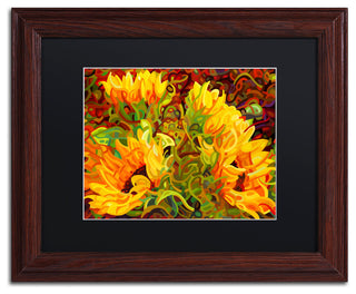 'Four Sunflowers' Matted Framed Canvas Art by Mandy Budan