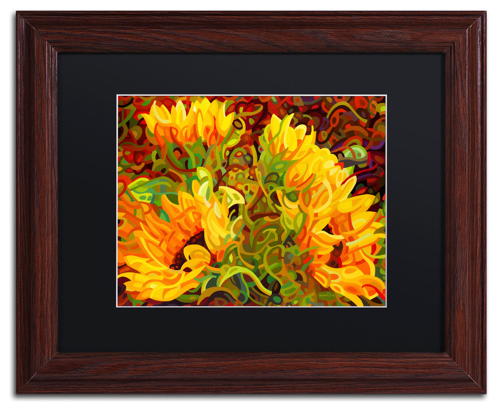 'Four Sunflowers' Matted Framed Canvas Art by Mandy Budan